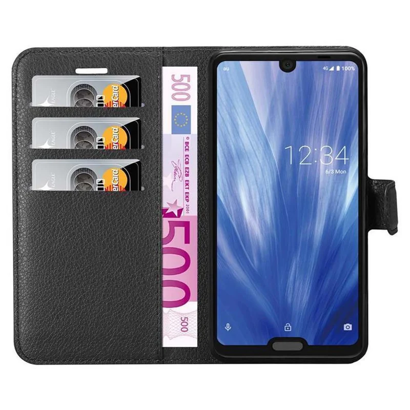 Cadorabo Hülle kompatibel mit Sharp Aquos R3 Schutzhülle mit Magnetverschluss, Standfunktion und Kartenfach