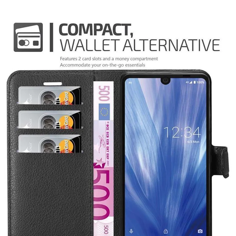 Cadorabo Hülle kompatibel mit Sharp Aquos R3 Schutzhülle mit Magnetverschluss, Standfunktion und Kartenfach