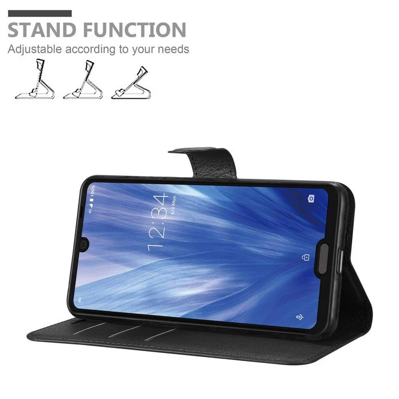 Cadorabo Hülle kompatibel mit Sharp Aquos R3 Schutzhülle mit Magnetverschluss, Standfunktion und Kartenfach