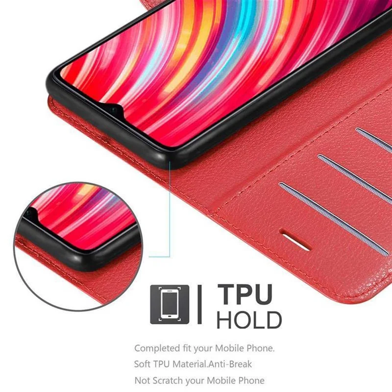 Cadorabo Hülle kompatibel mit Xiaomi RedMi NOTE 8 PRO Schutzhülle mit Magnetverschluss, Standfunktion und Kartenfach