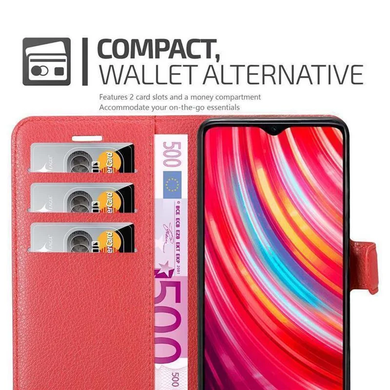 Cadorabo Hülle kompatibel mit Xiaomi RedMi NOTE 8 PRO Schutzhülle mit Magnetverschluss, Standfunktion und Kartenfach