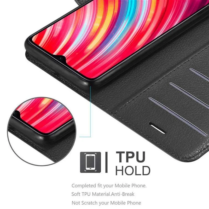 Cadorabo Hülle kompatibel mit Xiaomi RedMi NOTE 8 PRO Schutzhülle mit Magnetverschluss, Standfunktion und Kartenfach