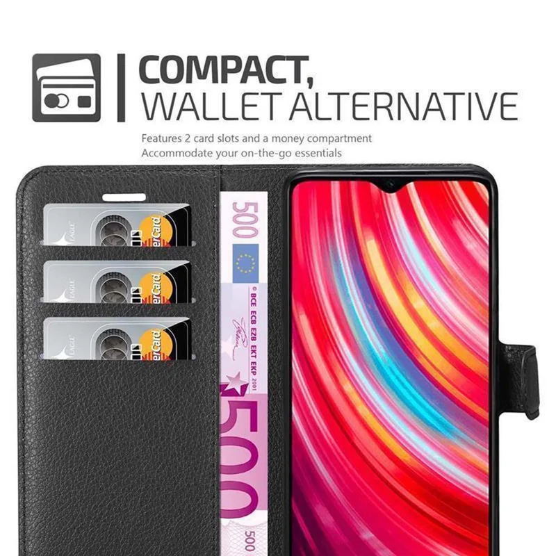 Cadorabo Hülle kompatibel mit Xiaomi RedMi NOTE 8 PRO Schutzhülle mit Magnetverschluss, Standfunktion und Kartenfach