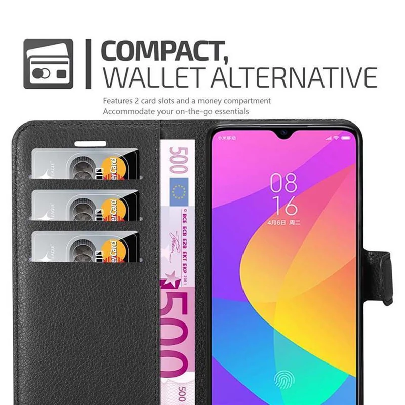 Cadorabo Hülle kompatibel mit Xiaomi Mi CC9 Schutzhülle mit Magnetverschluss, Standfunktion und Kartenfach