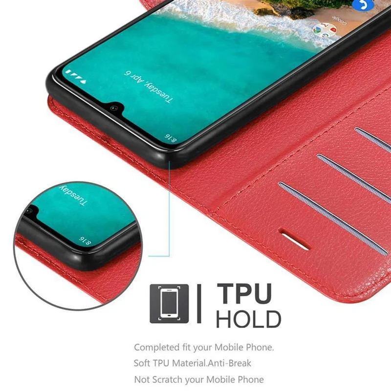 Cadorabo Hülle kompatibel mit Xiaomi Mi A3 Schutzhülle mit Magnetverschluss, Standfunktion und Kartenfach