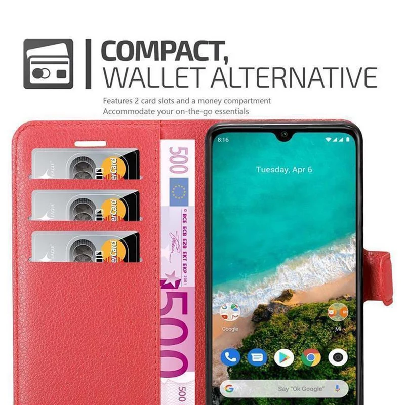 Cadorabo Hülle kompatibel mit Xiaomi Mi A3 Schutzhülle mit Magnetverschluss, Standfunktion und Kartenfach