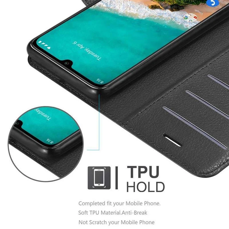 Cadorabo Hülle kompatibel mit Xiaomi Mi A3 Schutzhülle mit Magnetverschluss, Standfunktion und Kartenfach