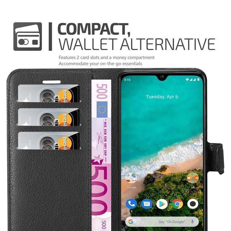 Cadorabo Hülle kompatibel mit Xiaomi Mi A3 Schutzhülle mit Magnetverschluss, Standfunktion und Kartenfach