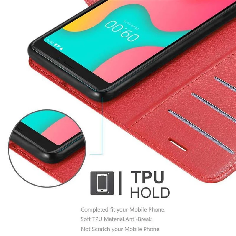 Cadorabo Hülle kompatibel mit WIKO Y60 Schutzhülle mit Magnetverschluss, Standfunktion und Kartenfach
