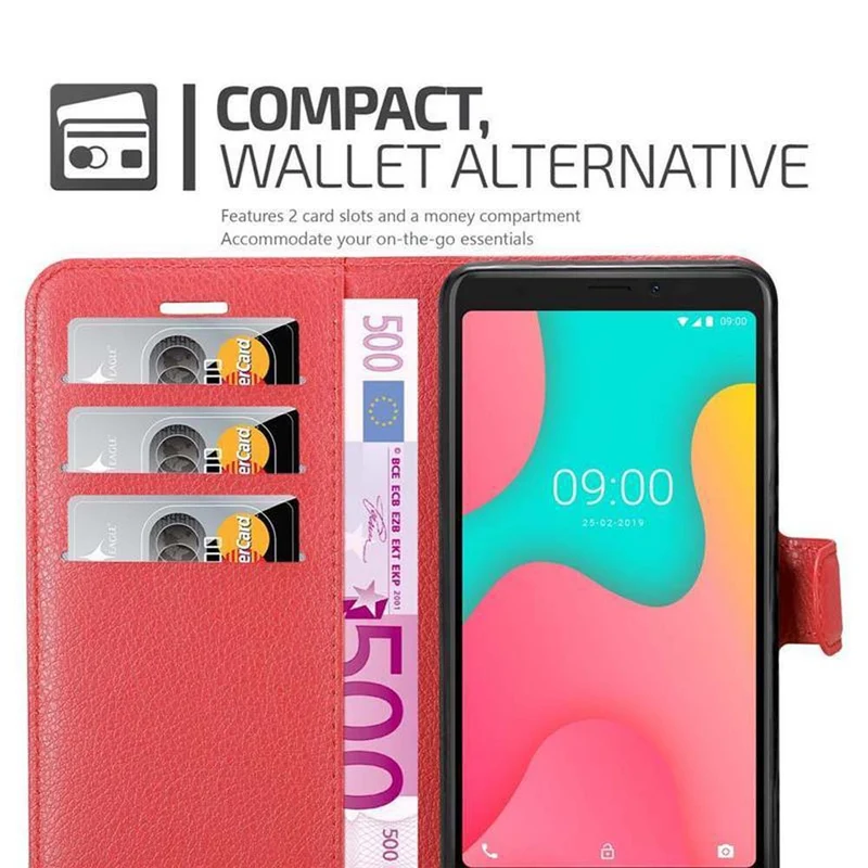 Cadorabo Hülle kompatibel mit WIKO Y60 Schutzhülle mit Magnetverschluss, Standfunktion und Kartenfach