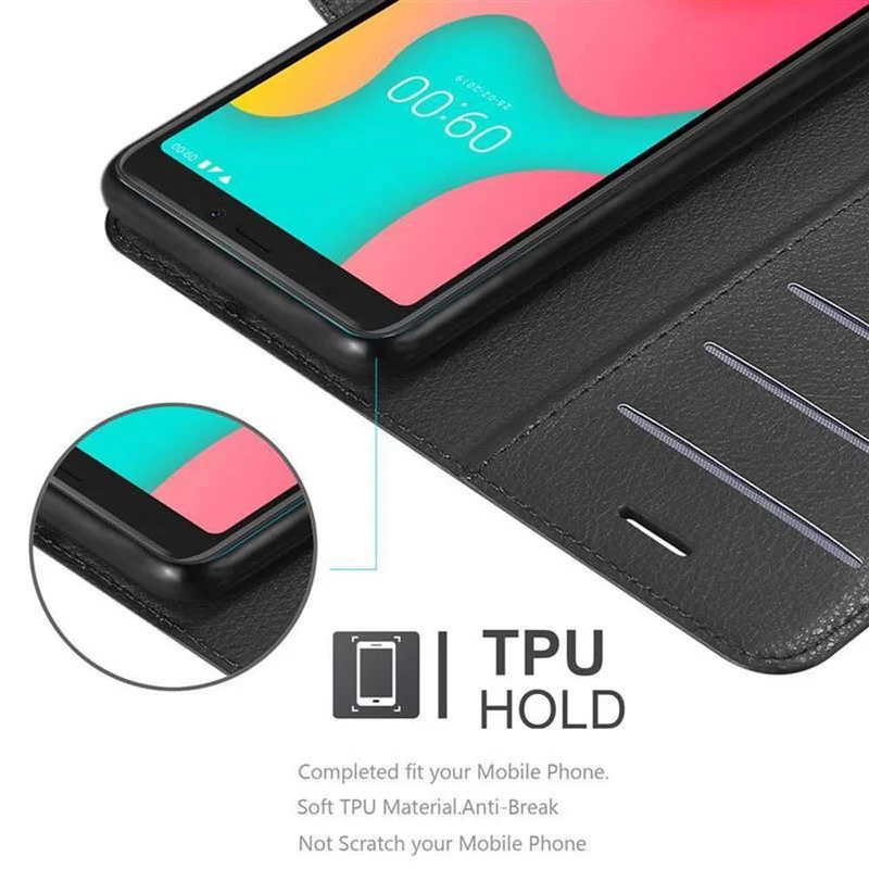 Cadorabo Hülle kompatibel mit WIKO Y60 Schutzhülle mit Magnetverschluss, Standfunktion und Kartenfach