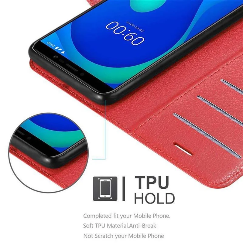 Cadorabo Hülle kompatibel mit WIKO Y80 Schutzhülle mit Magnetverschluss, Standfunktion und Kartenfach