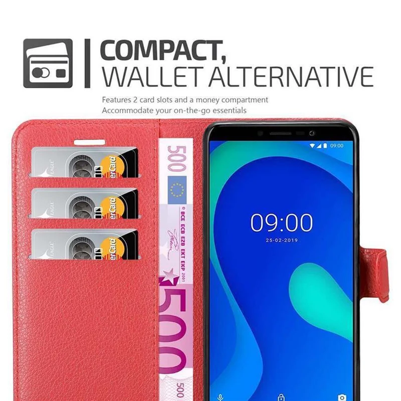 Cadorabo Hülle kompatibel mit WIKO Y80 Schutzhülle mit Magnetverschluss, Standfunktion und Kartenfach