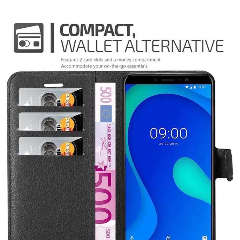 Cadorabo Hülle kompatibel mit WIKO Y80 Schutzhülle mit Magnetverschluss, Standfunktion und Kartenfach