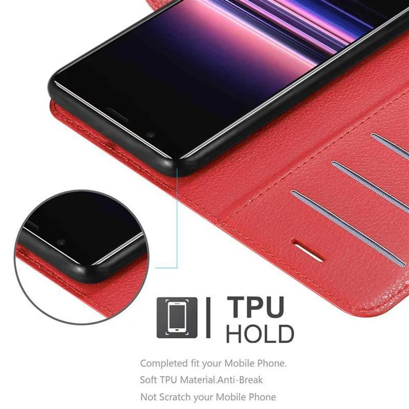 Cadorabo Hülle kompatibel mit Sony Xperia 5 Schutzhülle mit Magnetverschluss, Standfunktion und Kartenfach
