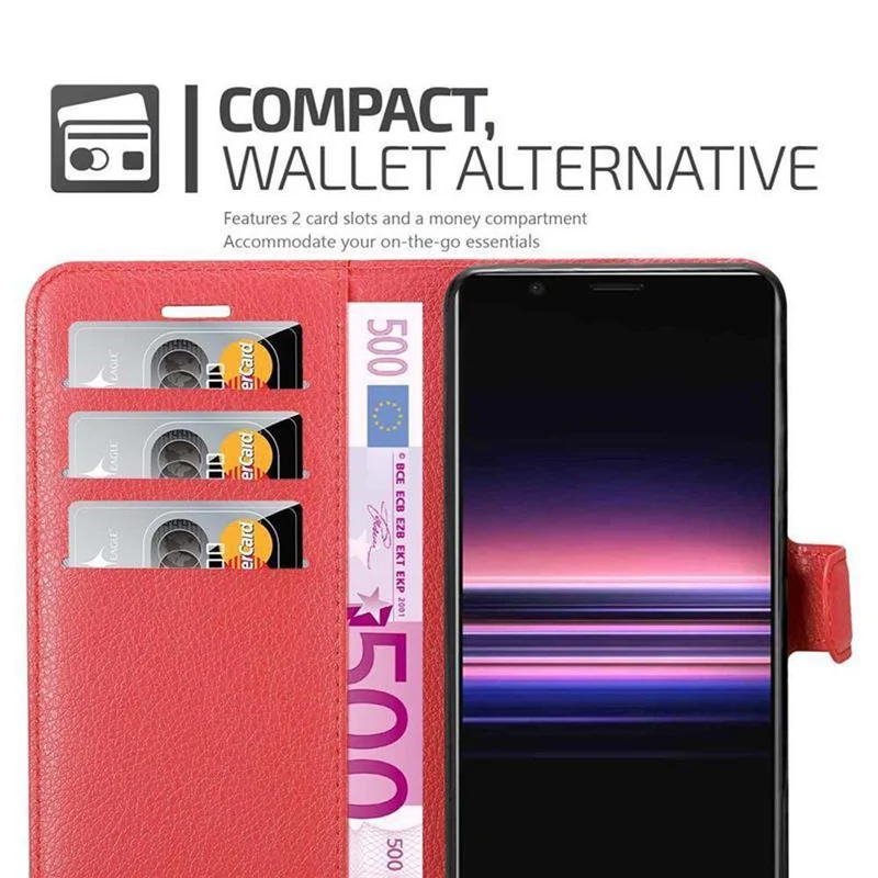 Cadorabo Hülle kompatibel mit Sony Xperia 5 Schutzhülle mit Magnetverschluss, Standfunktion und Kartenfach