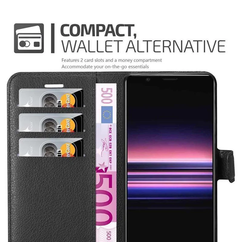 Cadorabo Hülle kompatibel mit Sony Xperia 5 Schutzhülle mit Magnetverschluss, Standfunktion und Kartenfach