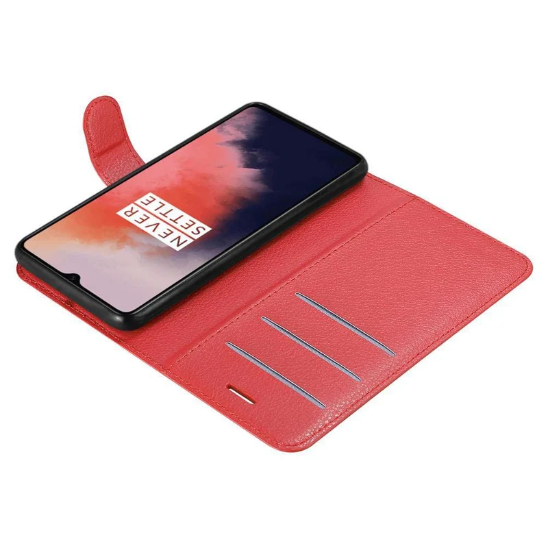 Cadorabo Hülle kompatibel mit OnePlus 7T Schutzhülle mit Magnetverschluss, Standfunktion und Kartenfach