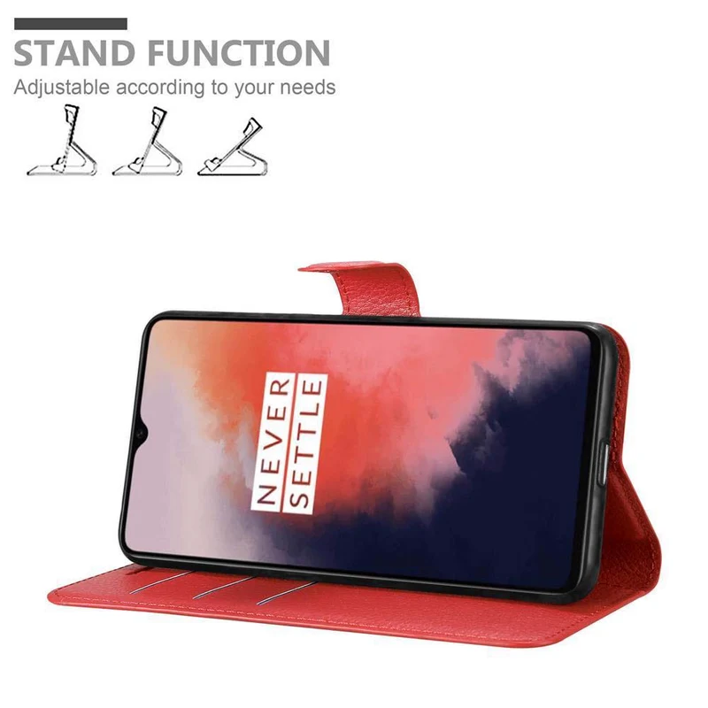 Cadorabo Hülle kompatibel mit OnePlus 7T Schutzhülle mit Magnetverschluss, Standfunktion und Kartenfach