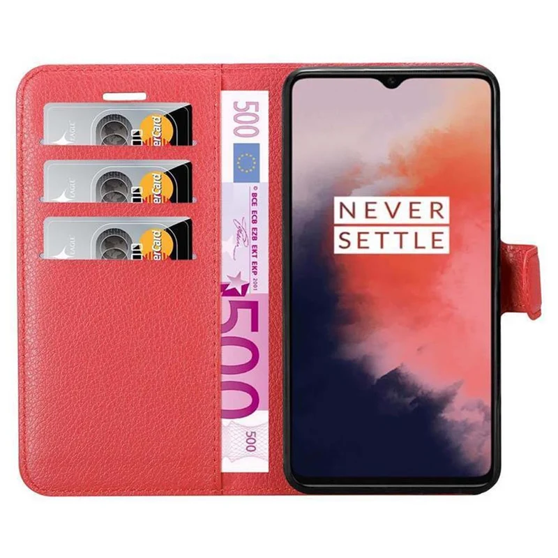 Cadorabo Hülle kompatibel mit OnePlus 7T Schutzhülle mit Magnetverschluss, Standfunktion und Kartenfach