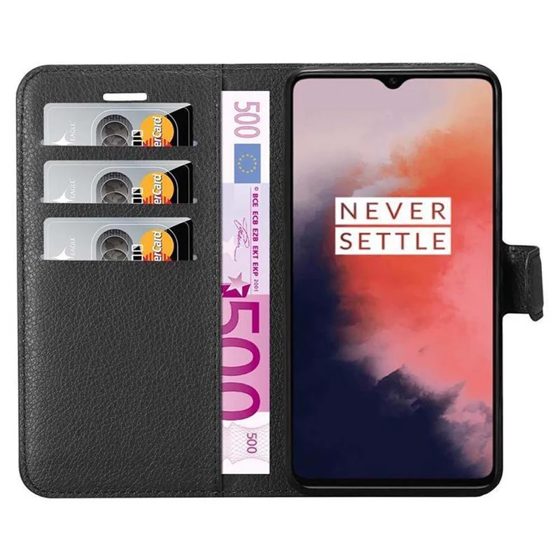 Cadorabo Hülle kompatibel mit OnePlus 7T Schutzhülle mit Magnetverschluss, Standfunktion und Kartenfach