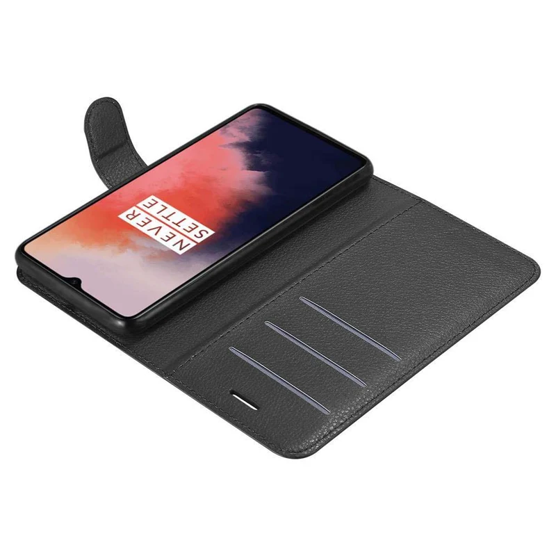 Cadorabo Hülle kompatibel mit OnePlus 7T Schutzhülle mit Magnetverschluss, Standfunktion und Kartenfach