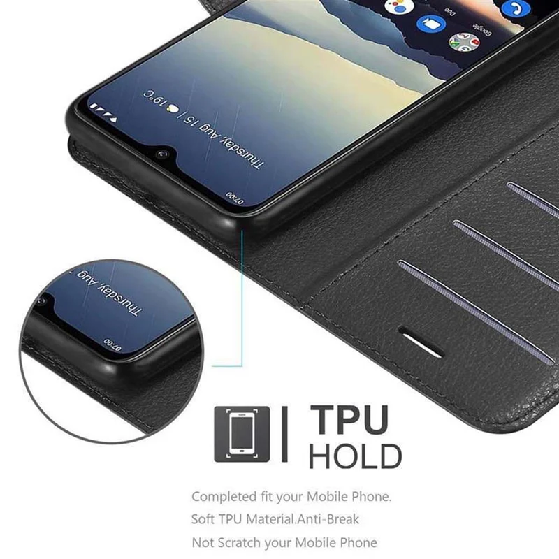 Cadorabo Hülle kompatibel mit Nokia 7,2 Schutzhülle mit Magnetverschluss, Standfunktion und Kartenfach