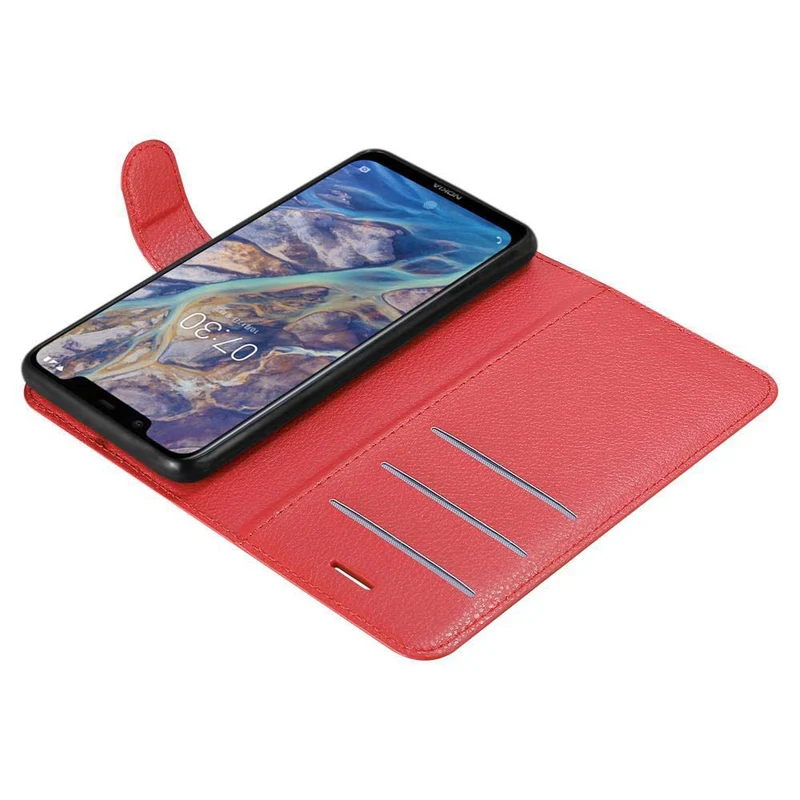 Cadorabo Hülle kompatibel mit Nokia 7.1 PLUS / X7 Schutzhülle mit Magnetverschluss, Standfunktion und Kartenfach