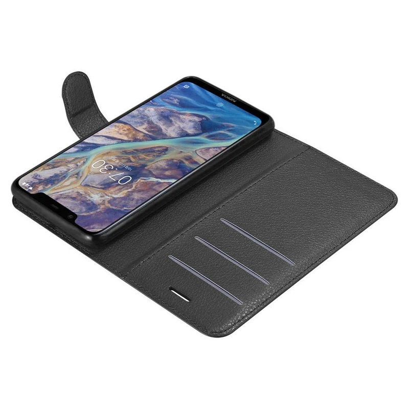 Cadorabo Hülle kompatibel mit Nokia 7.1 PLUS / X7 Schutzhülle mit Magnetverschluss, Standfunktion und Kartenfach