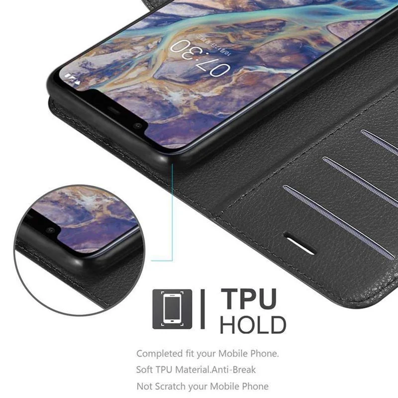 Cadorabo Hülle kompatibel mit Nokia 7.1 PLUS / X7 Schutzhülle mit Magnetverschluss, Standfunktion und Kartenfach