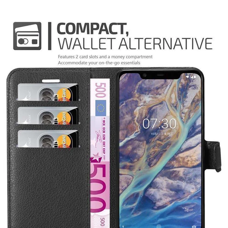 Cadorabo Hülle kompatibel mit Nokia 7.1 PLUS / X7 Schutzhülle mit Magnetverschluss, Standfunktion und Kartenfach