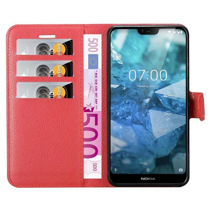 Cadorabo Hülle kompatibel mit Nokia 7,1 Schutzhülle mit Magnetverschluss, Standfunktion und Kartenfach