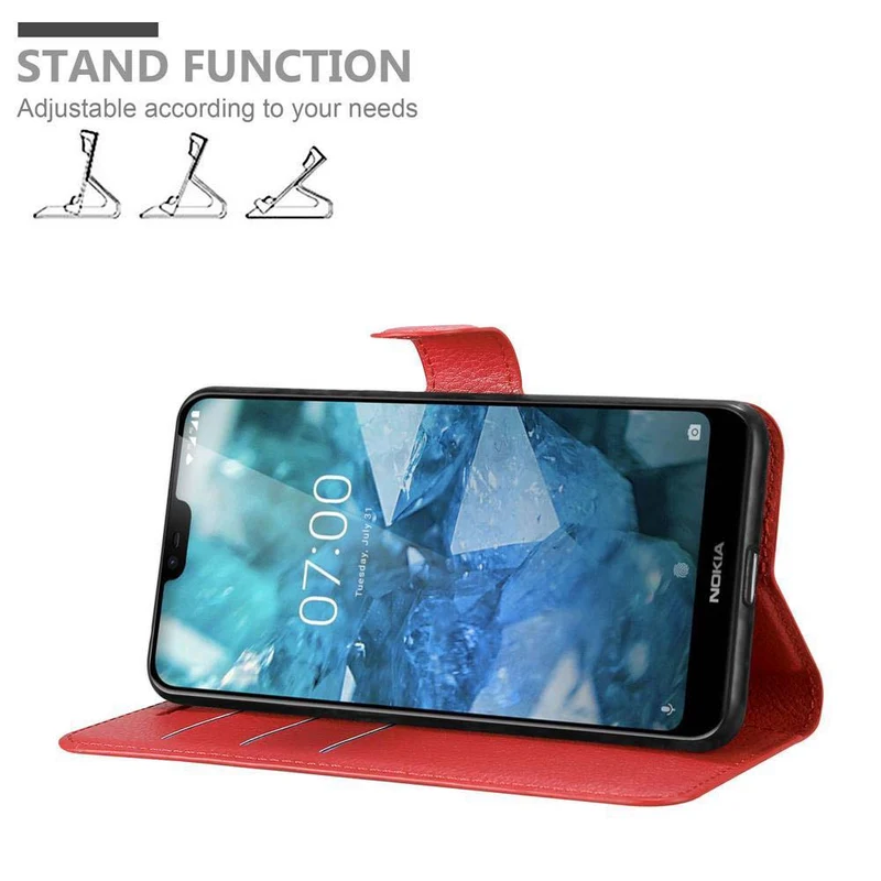 Cadorabo Hülle kompatibel mit Nokia 7,1 Schutzhülle mit Magnetverschluss, Standfunktion und Kartenfach