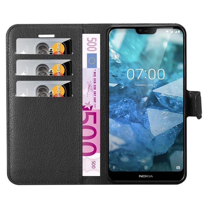 Cadorabo Hülle kompatibel mit Nokia 7,1 Schutzhülle mit Magnetverschluss, Standfunktion und Kartenfach