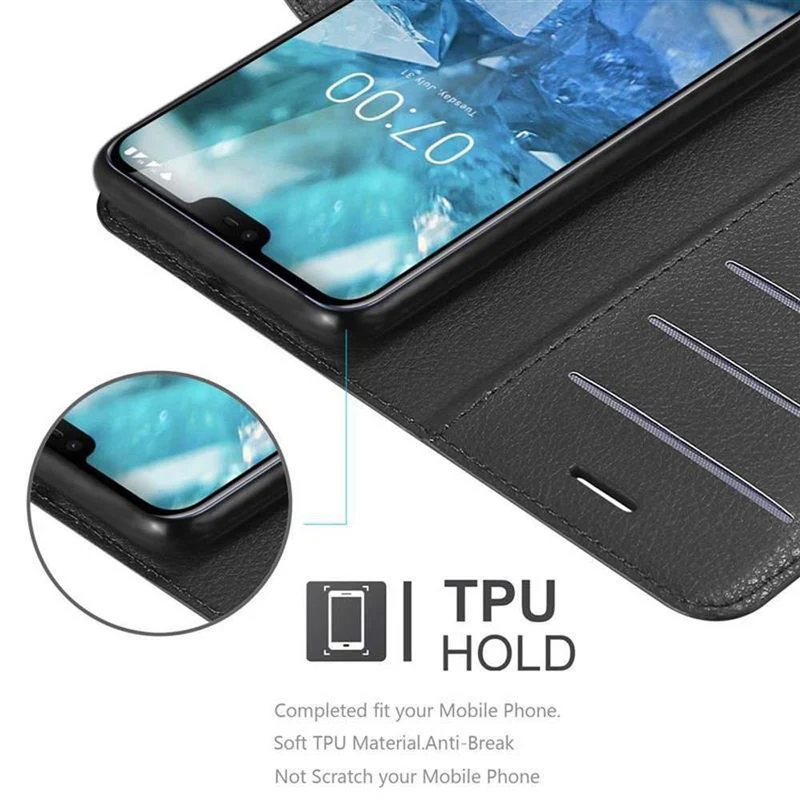Cadorabo Hülle kompatibel mit Nokia 7,1 Schutzhülle mit Magnetverschluss, Standfunktion und Kartenfach