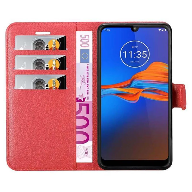 Cadorabo Hülle kompatibel mit Motorola MOTO E6 PLUS Schutzhülle mit Magnetverschluss, Standfunktion und Kartenfach