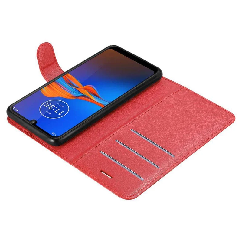 Cadorabo Hülle kompatibel mit Motorola MOTO E6 PLUS Schutzhülle mit Magnetverschluss, Standfunktion und Kartenfach
