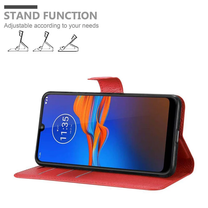 Cadorabo Hülle kompatibel mit Motorola MOTO E6 PLUS Schutzhülle mit Magnetverschluss, Standfunktion und Kartenfach