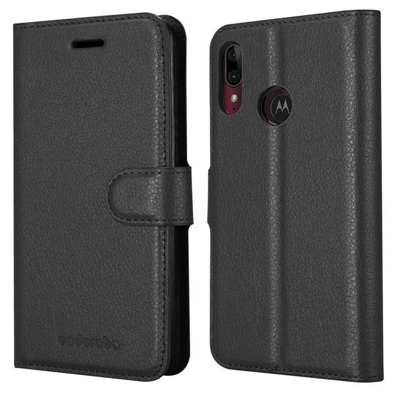 Cadorabo Hülle kompatibel mit Motorola MOTO E6 PLUS Schutzhülle mit Magnetverschluss, Standfunktion und Kartenfach