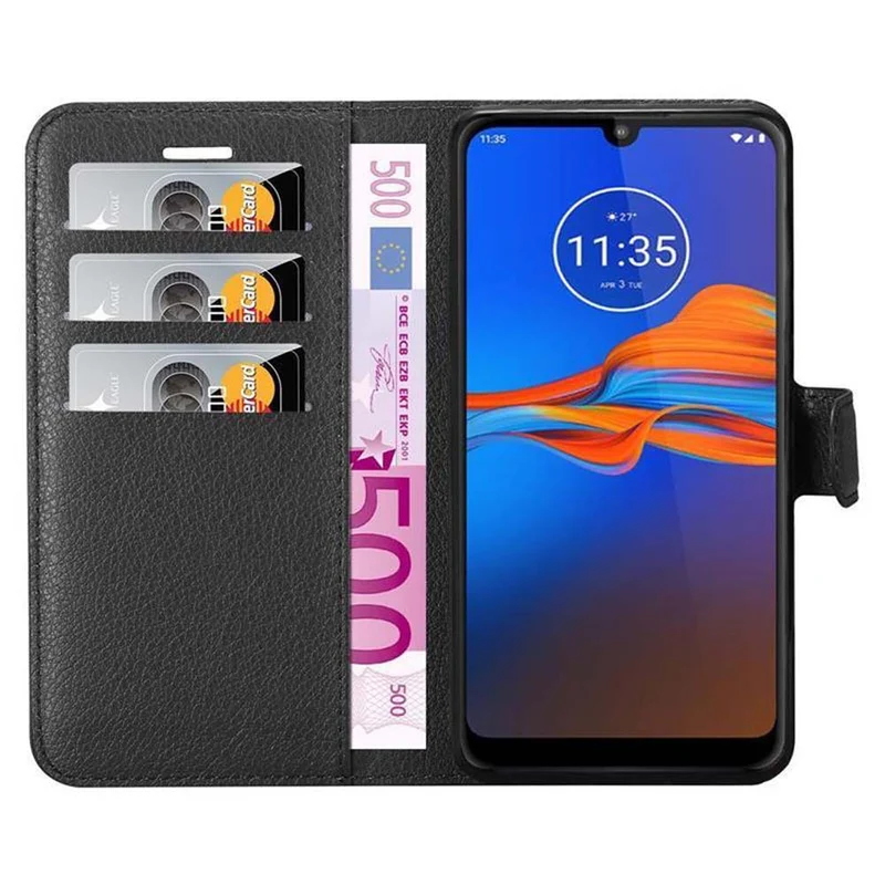 Cadorabo Hülle kompatibel mit Motorola MOTO E6 PLUS Schutzhülle mit Magnetverschluss, Standfunktion und Kartenfach