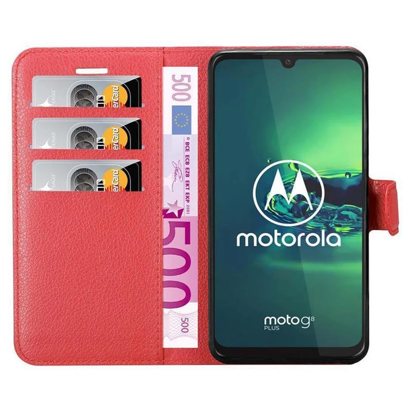Cadorabo Hülle kompatibel mit Motorola MOTO G8 PLUS Schutzhülle mit Magnetverschluss, Standfunktion und Kartenfach