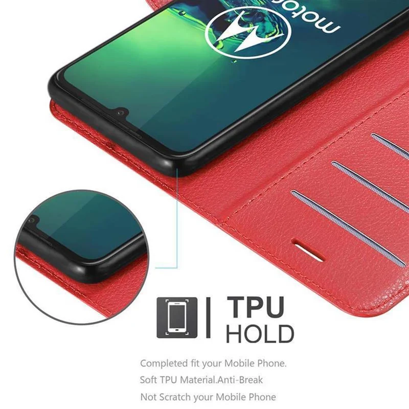 Cadorabo Hülle kompatibel mit Motorola MOTO G8 PLUS Schutzhülle mit Magnetverschluss, Standfunktion und Kartenfach