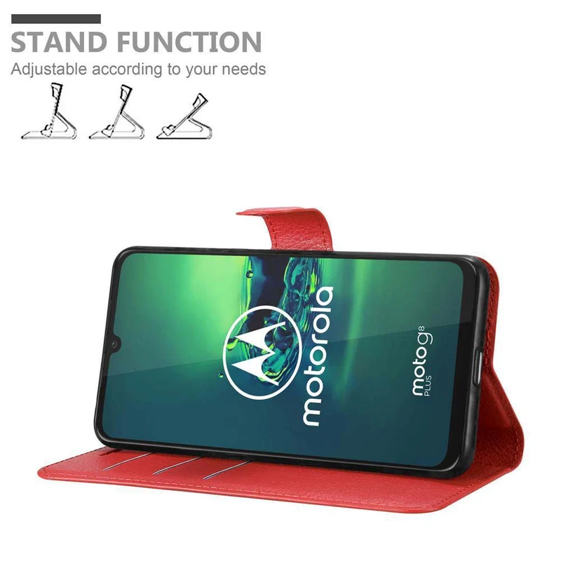 Cadorabo Hülle kompatibel mit Motorola MOTO G8 PLUS Schutzhülle mit Magnetverschluss, Standfunktion und Kartenfach