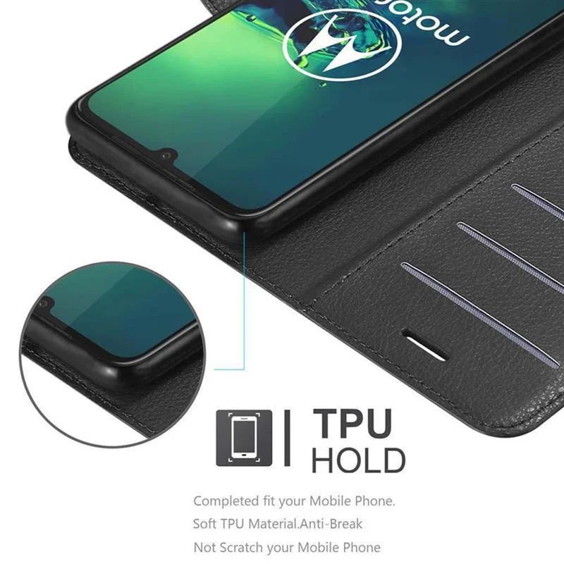Cadorabo Hülle kompatibel mit Motorola MOTO G8 PLUS Schutzhülle mit Magnetverschluss, Standfunktion und Kartenfach