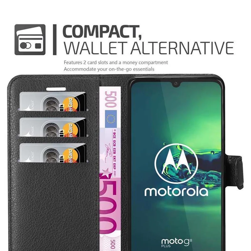 Cadorabo Hülle kompatibel mit Motorola MOTO G8 PLUS Schutzhülle mit Magnetverschluss, Standfunktion und Kartenfach