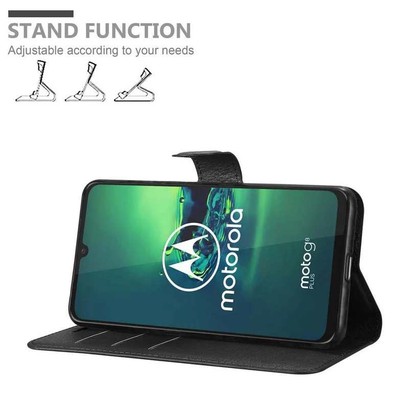 Cadorabo Hülle kompatibel mit Motorola MOTO G8 PLUS Schutzhülle mit Magnetverschluss, Standfunktion und Kartenfach