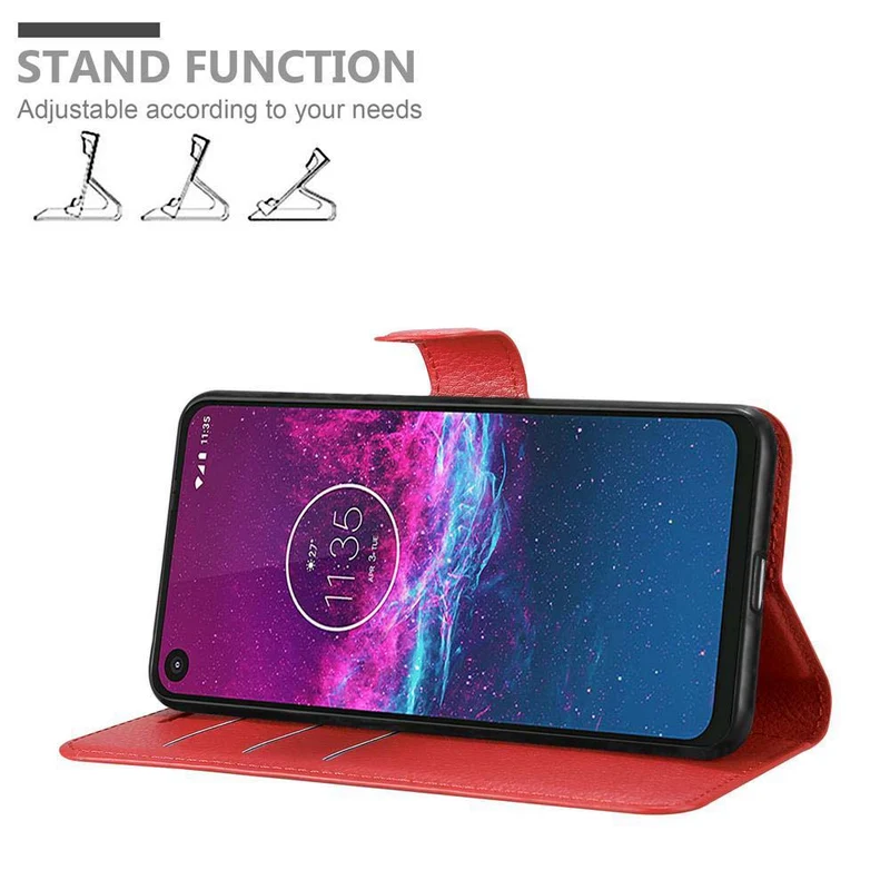 Cadorabo Hülle kompatibel mit Motorola ONE ACTION Schutzhülle mit Magnetverschluss, Standfunktion und Kartenfach