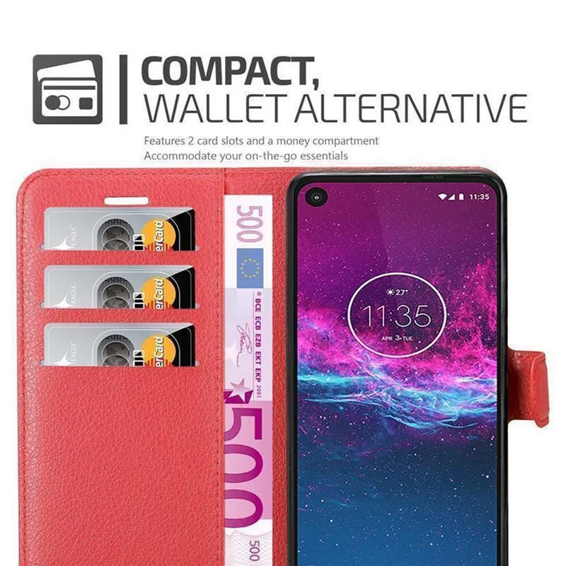 Cadorabo Hülle kompatibel mit Motorola ONE ACTION Schutzhülle mit Magnetverschluss, Standfunktion und Kartenfach