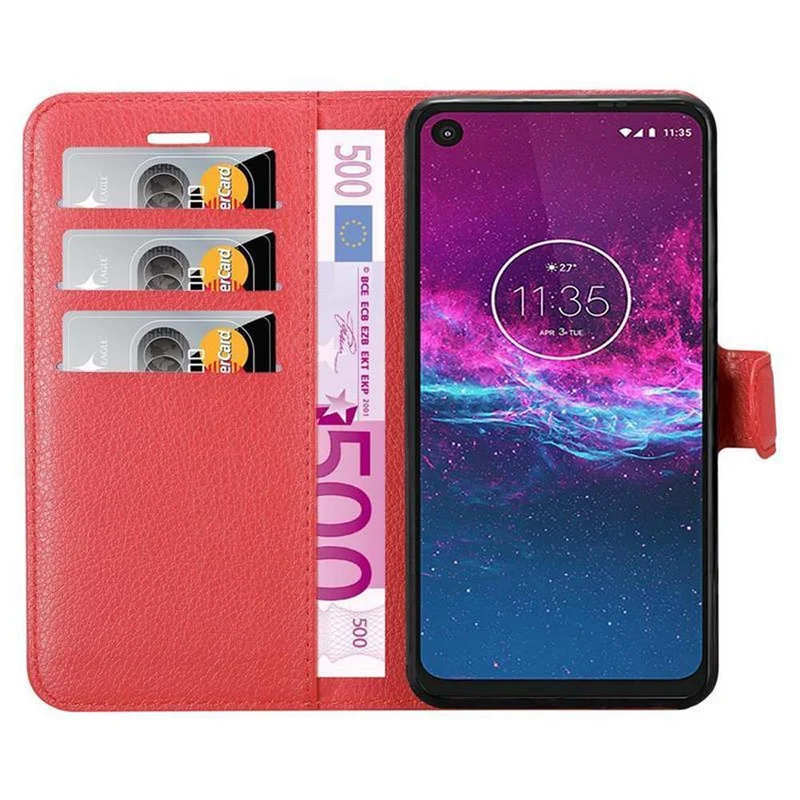 Cadorabo Hülle kompatibel mit Motorola ONE ACTION Schutzhülle mit Magnetverschluss, Standfunktion und Kartenfach