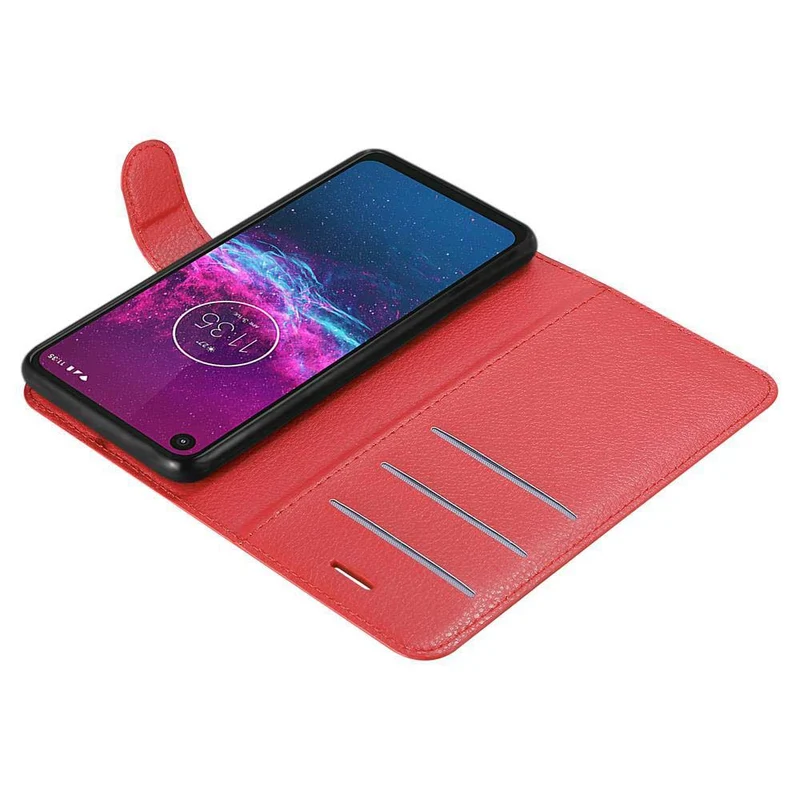 Cadorabo Hülle kompatibel mit Motorola ONE ACTION Schutzhülle mit Magnetverschluss, Standfunktion und Kartenfach